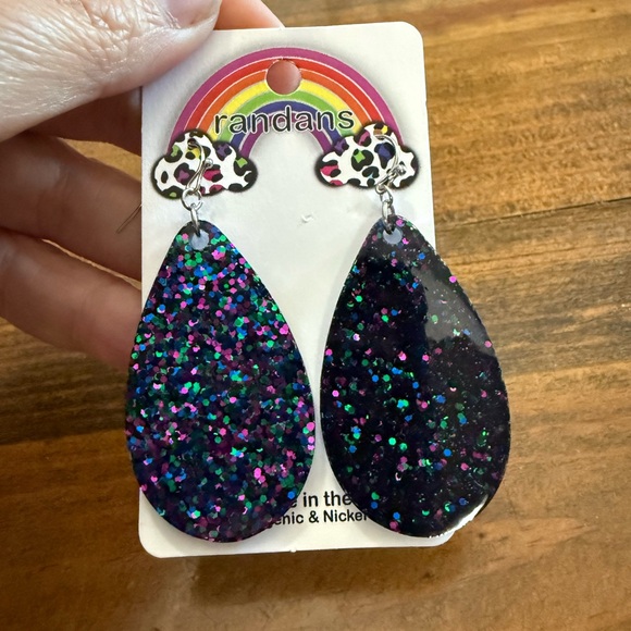 Glitter Teardrop Earrings - Picture 2 of 3